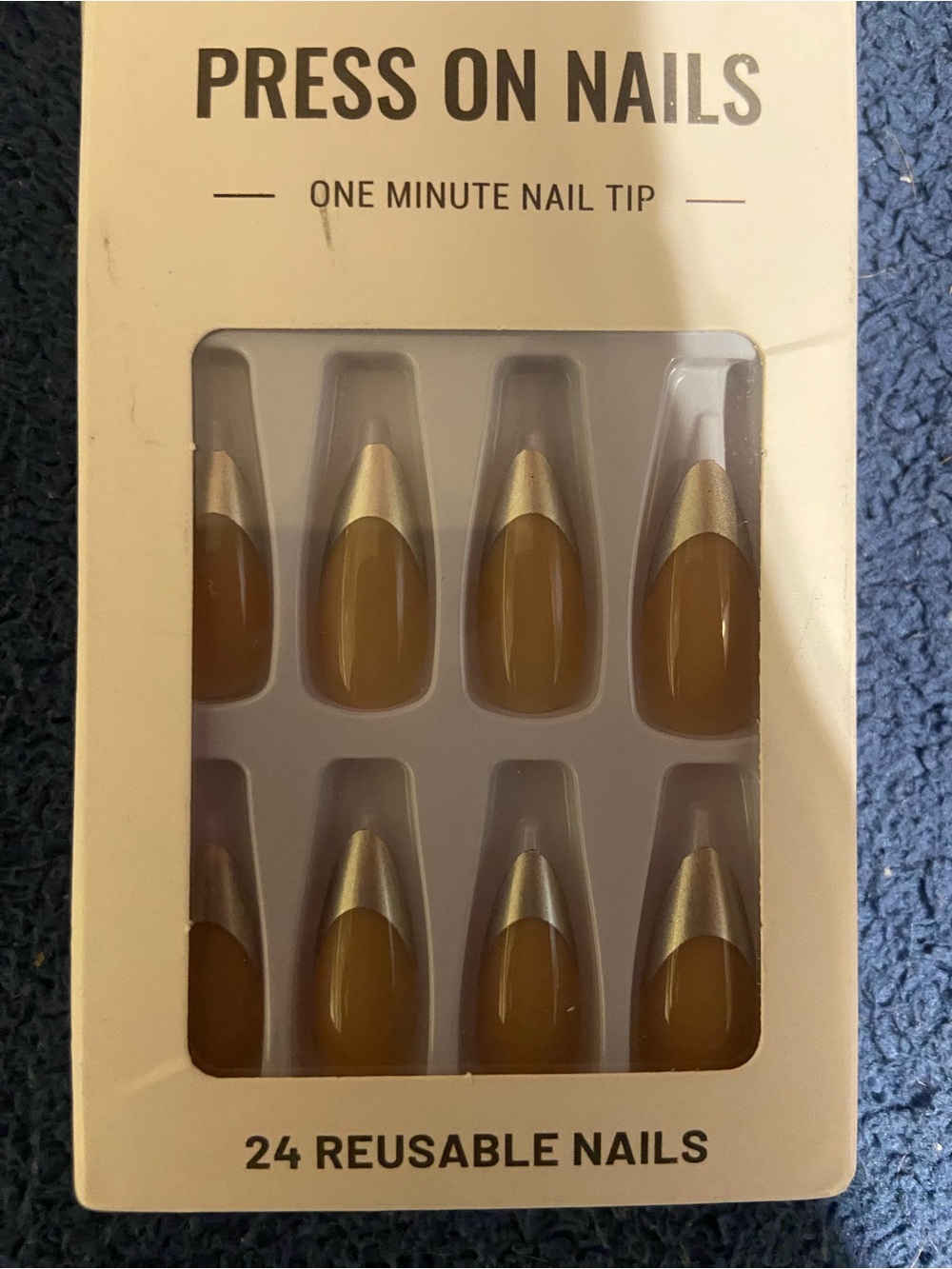 Press On Nails - Silver Almond Tips